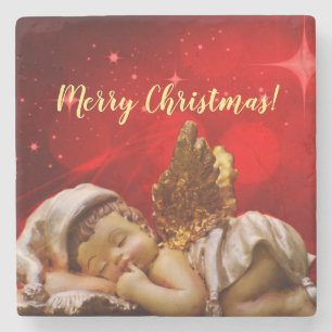 Posavasos De Piedra Navidades Jesús, Angel Bebé Durmiente