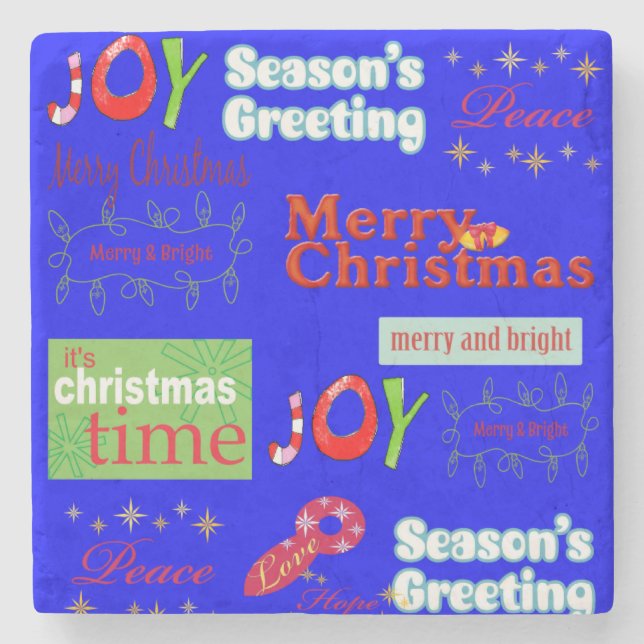 Posavasos De Piedra Navidades Mármol Stone Coaster, alegría por la paz (Anverso)
