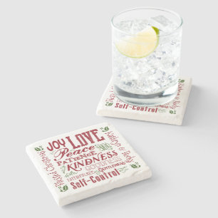 Posavasos De Piedra Navidades monogramas Fruta del espíritu Verde Roj