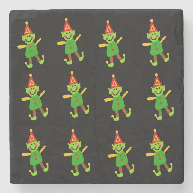 Posavasos De Piedra Navidades Monstruo de Piedra de Mármol, Elf (Anverso)