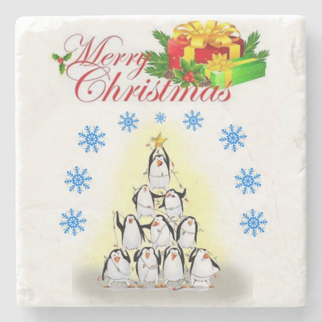 Posavasos De Piedra Navidades Monstruo de Piedra de Mármol, Feliz Navi (Anverso)