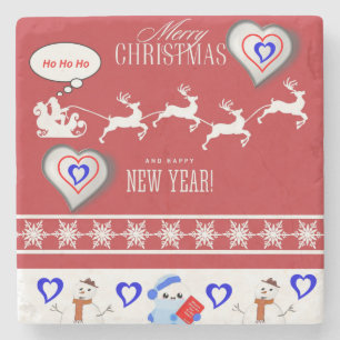 Posavasos De Piedra Navidades Monstruo de Piedra de Mármol, Feliz Navi