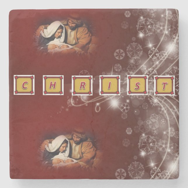 Posavasos De Piedra Navidades Monstruo de Piedra de Mármol, Jesucristo (Anverso)