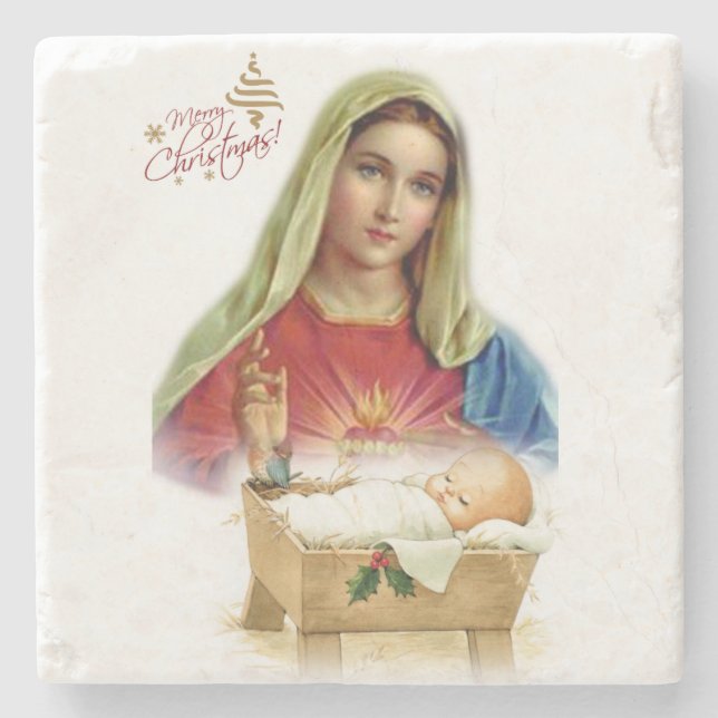 Posavasos De Piedra Navidades Monstruo de Piedra de Mármol, Jesucristo (Anverso)