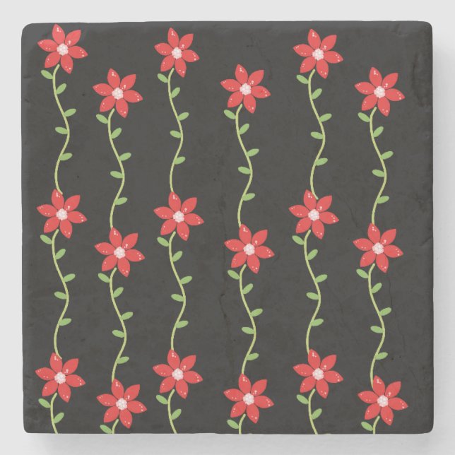 Posavasos De Piedra Navidades Monstruo de Piedra de Mármol, Poinsettia (Anverso)