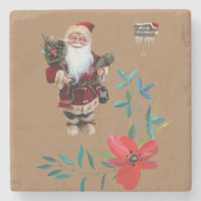 Posavasos De Piedra Navidades Monstruo de Piedra de Mármol, Santa (Anverso)