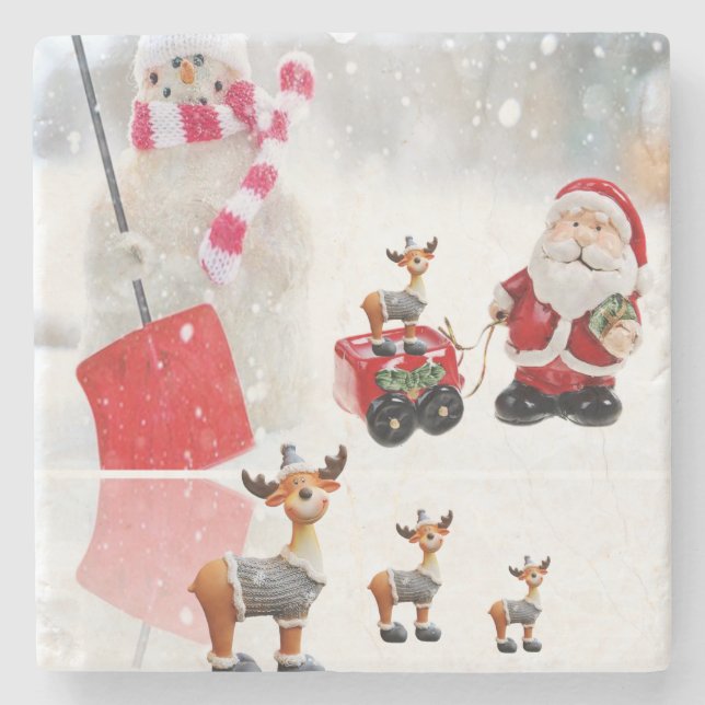 Posavasos De Piedra Navidades Monstruo de Piedra de Mármol, Santa (Anverso)