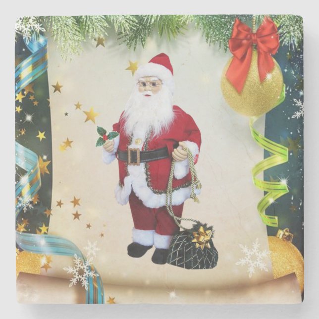 Posavasos De Piedra Navidades Monstruo de Piedra de Mármol, Santa (Anverso)