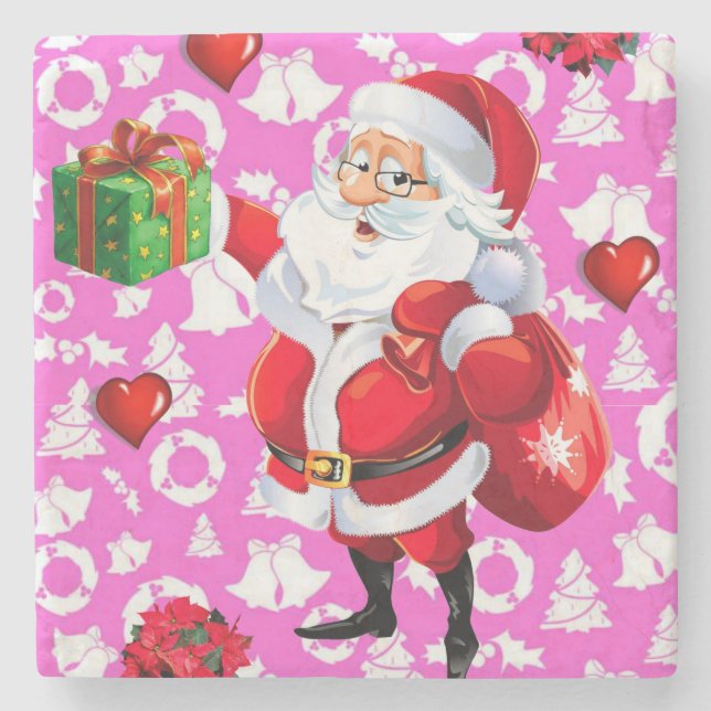 Posavasos De Piedra Navidades Monstruo de Piedra de Mármol, Santa (Anverso)