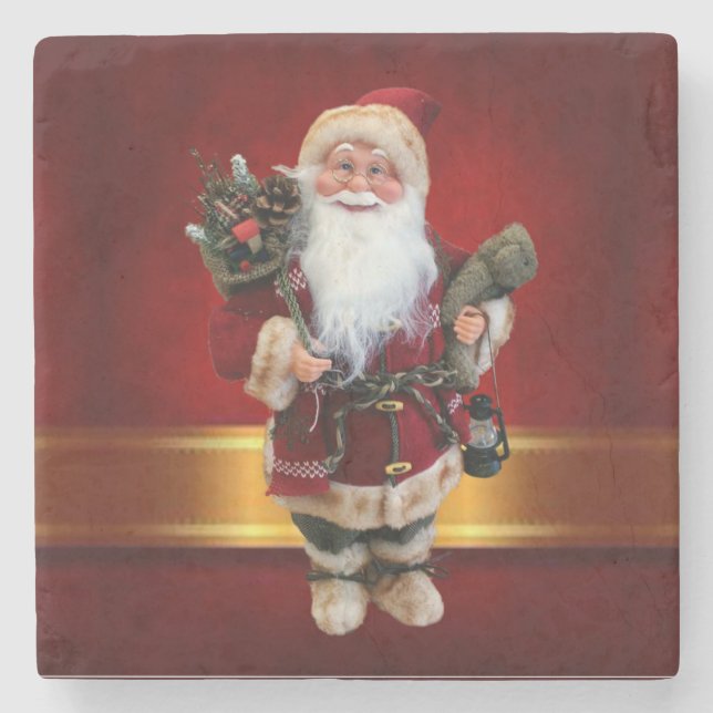 Posavasos De Piedra Navidades Monstruo de Piedra de Mármol, Santa (Anverso)