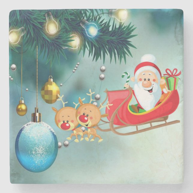 Posavasos De Piedra Navidades Monstruo de Piedra de Mármol, Santa (Anverso)