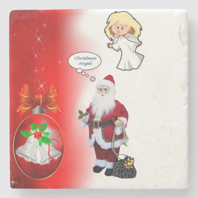 Posavasos De Piedra Navidades Monstruo de Piedra de Mármol, Santa (Anverso)