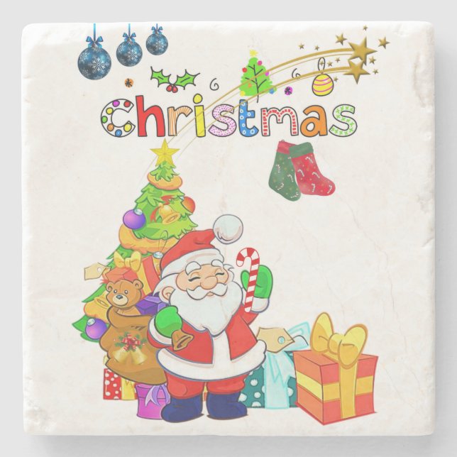Posavasos De Piedra Navidades Monstruo de Piedra de Mármol, Santa (Anverso)