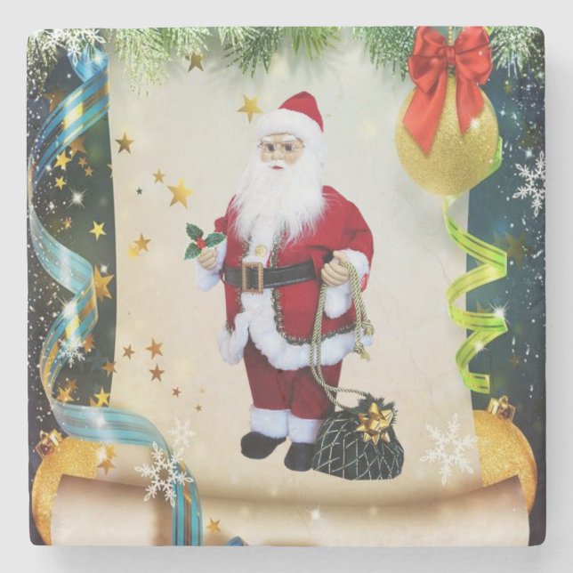 Posavasos De Piedra Navidades Monstruo de Piedra de Mármol, Santa (Anverso)