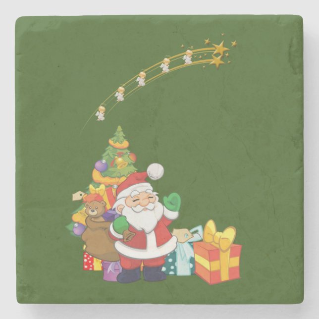 Posavasos De Piedra Navidades Monstruo de Piedra de Mármol, Santa (Anverso)