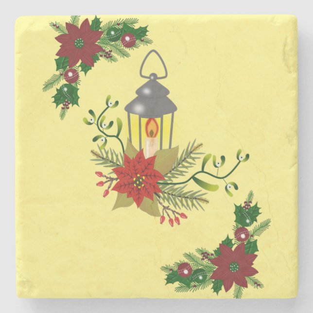 Posavasos De Piedra Navidades Monstruo de Piedra de Mármol, velas de N (Anverso)