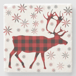 Posavasos De Piedra Navidades Moose, venado, alce, caribú, águilas roj