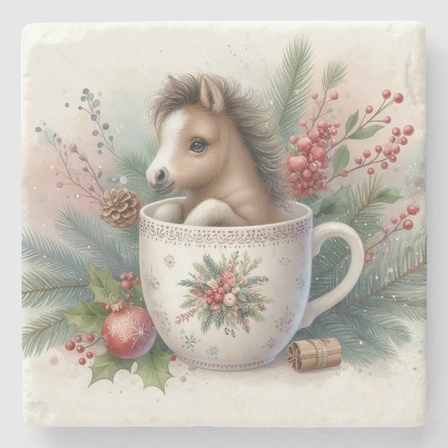 Posavasos De Piedra Navidades Mug Horse (Anverso)