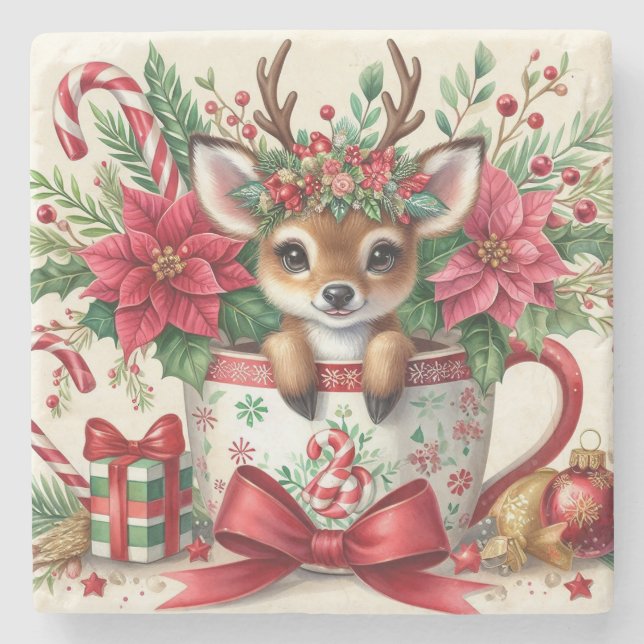 Posavasos De Piedra Navidades Mug Reindeer 2 (Anverso)