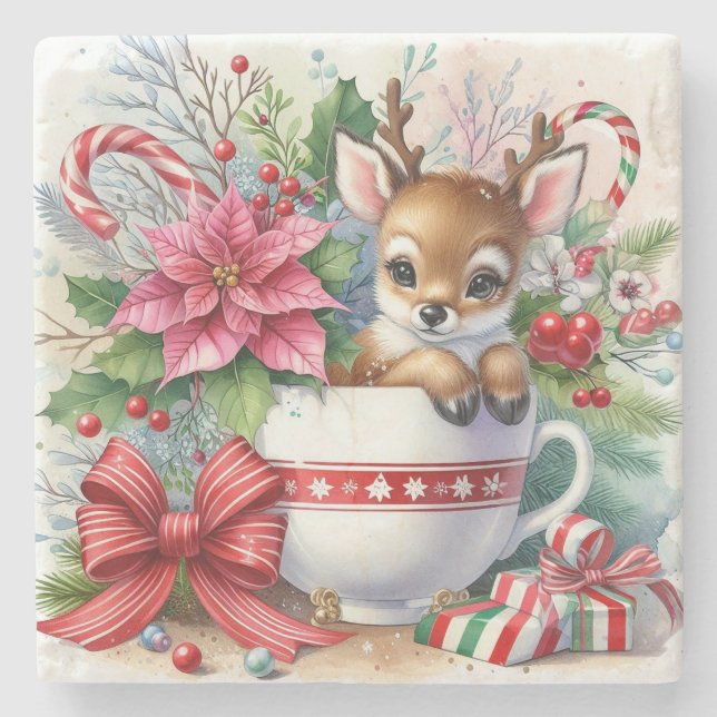Posavasos De Piedra Navidades Mug Reindeer 3 (Anverso)