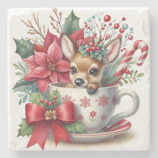 Posavasos De Piedra Navidades Mug Reindeer 7 (Anverso)