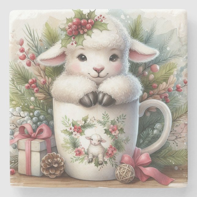 Posavasos De Piedra Navidades Mug Sheep (Anverso)