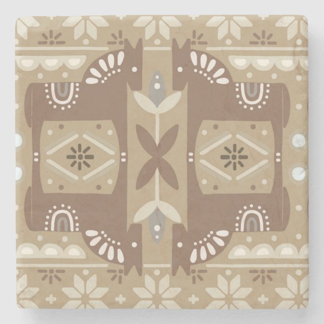 Posavasos De Piedra Navidades nórdicos estéticos de Beige (Anverso)