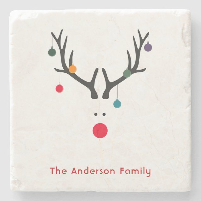 Posavasos De Piedra Navidades personalizados familia minimalista moder (Anverso)