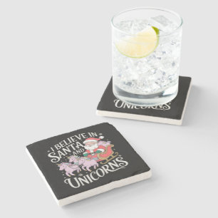 Posavasos De Piedra Navidades Que Creo En Santa Y Unicornios