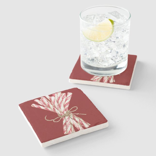 Posavasos De Piedra Navidades Red White Peppermint (Lateral)