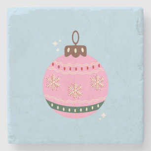Posavasos De Piedra Navidades retro bauble vacaciones de perrito azul