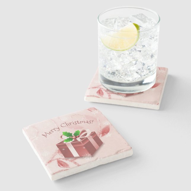 Posavasos De Piedra Navidades rojos entregan escoria de piedra (Lateral)