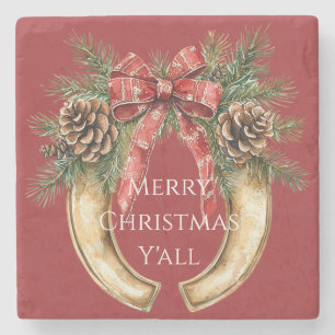 Posavasos De Piedra Navidades rojos occidentales de zapatos de caballo