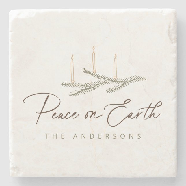 Posavasos De Piedra Navidades rusos de paz personalizada en la Tierra (Anverso)