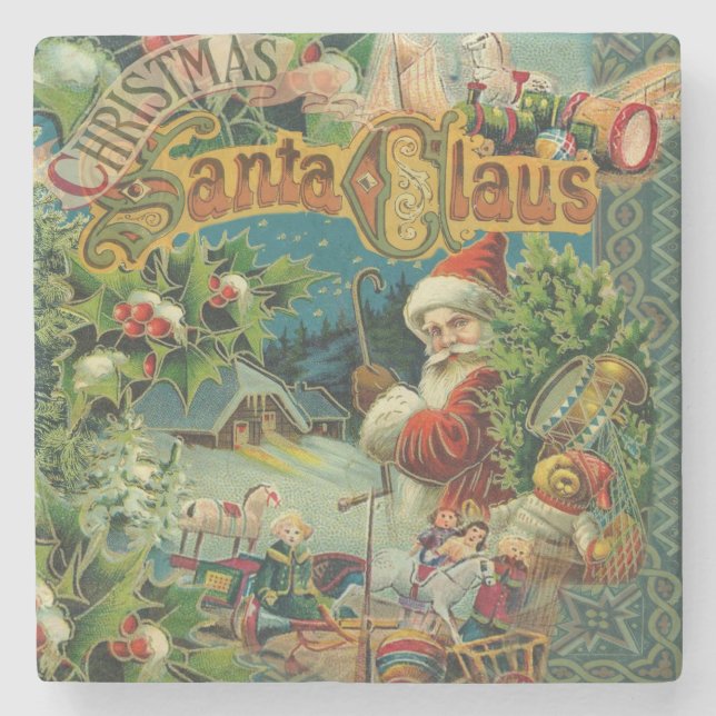 Posavasos De Piedra Navidades Santa Claus Arte Antiguo (Anverso)
