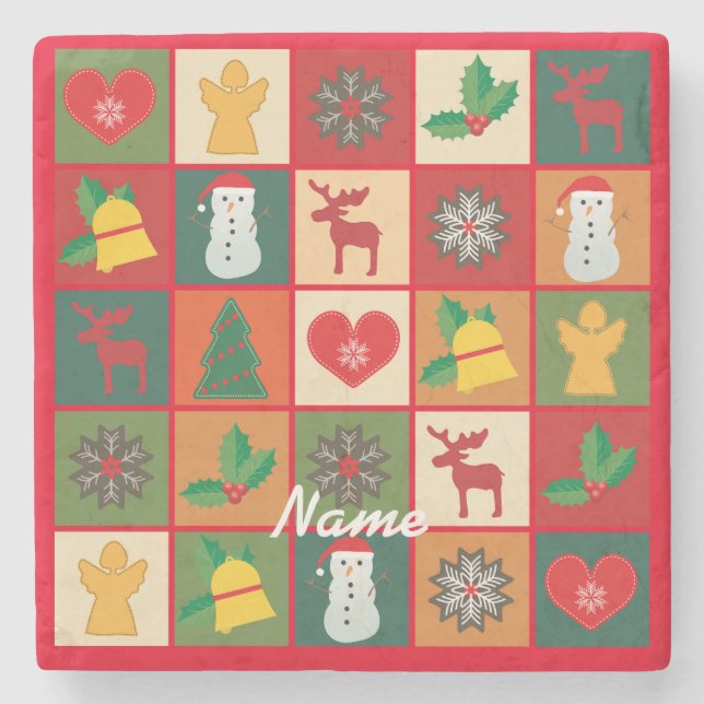 Posavasos De Piedra Navidades Símbolos Medley Art Thunder_Cove (Anverso)