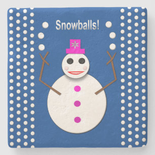 Posavasos De Piedra Navidades Snowlady Juggys Nieves Graciosa