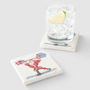 Posavasos De Piedra Navidades Stone Coaster Bodybuilder Santa Fun