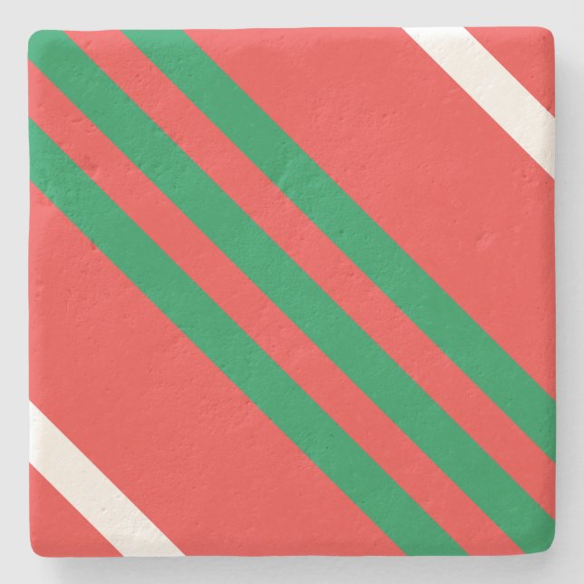Posavasos De Piedra Navidades Stripes Square Coaster (Anverso)