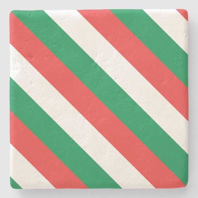 Posavasos De Piedra Navidades Stripes Square Coaster (Anverso)