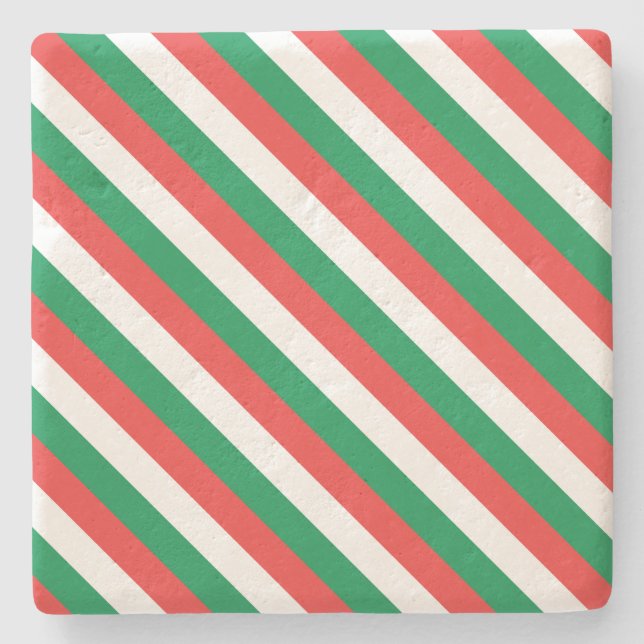 Posavasos De Piedra Navidades Stripes Square Coaster (Anverso)