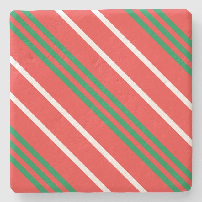 Posavasos De Piedra Navidades Stripes Square Coaster (Anverso)