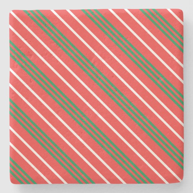 Posavasos De Piedra Navidades Stripes Square Coaster (Anverso)