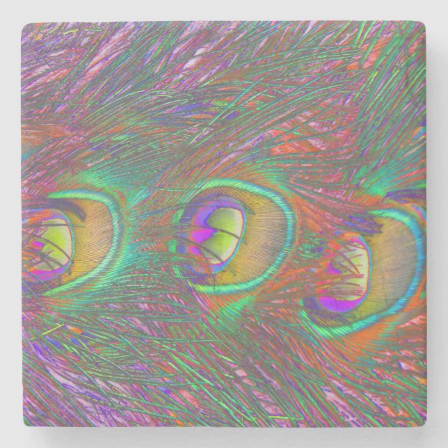 Posavasos De Piedra Navidades Tinsel Peacock Feathers (Anverso)