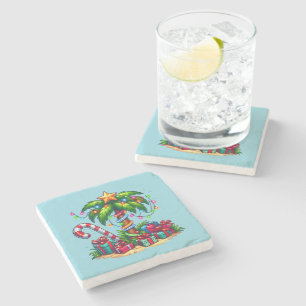 Posavasos De Piedra Navidades tropicales arbol de palmas de vacaciones