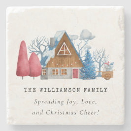 Posavasos De Piedra Navidades VINTAGE WATERCOLOR CASA DE MÁRMOL FAMILI
