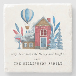 Posavasos De Piedra Navidades VINTAGE WATERCOLOR PERSONALIZADOS FAMILI