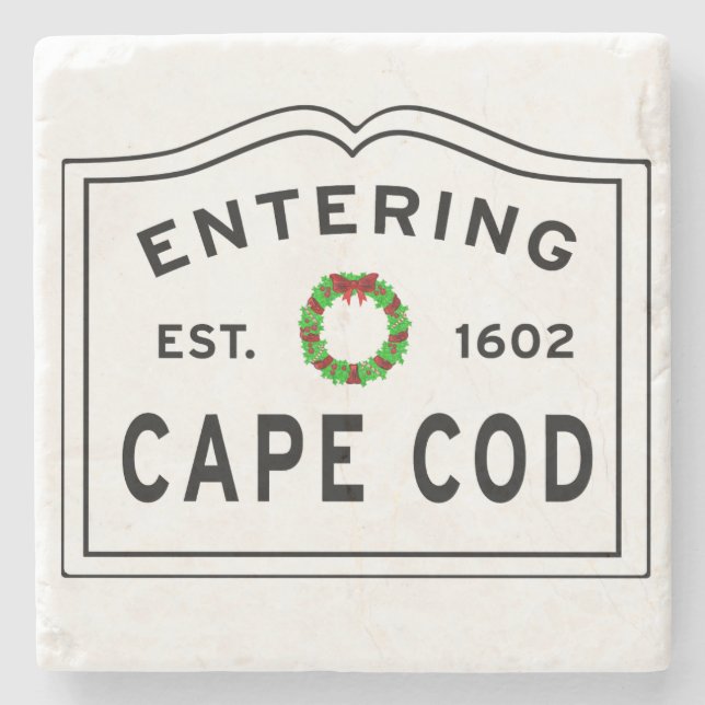 Posavasos De Piedra Navidades Wreath entrando en Cape Cod (Anverso)