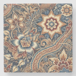 Posavasos De Piedra Navy Terracotta Boho Batik acuarela floral