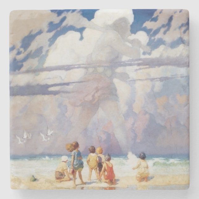 Posavasos De Piedra NC Wyeth La Costa Gigante De La Playa De Obras De  (Anverso)